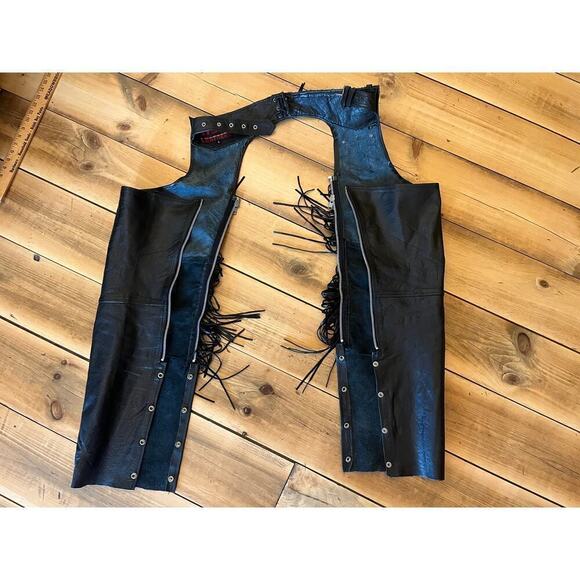 Hot Leathers Ladies Black Leather Motorcycle Fringed Biker Adjustable Buckle. SM - Picture 3 of 8